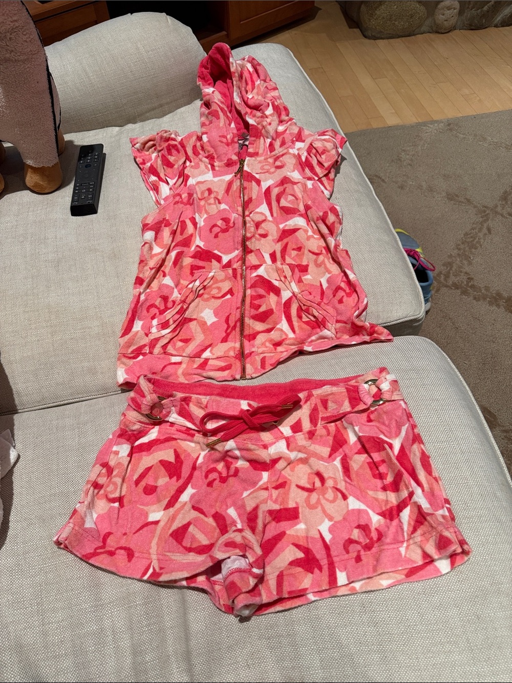 Juicy Couture Pink Floral Hooded Swim Cover-Up Set